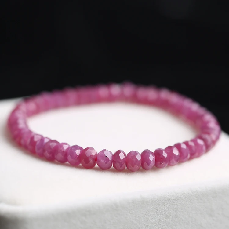 Imagem -03 - Ruby Round Facade Faceted Bracelet Natural Amazing Beads Atacado Fppj 5a 4x6 mm 5a 17cm