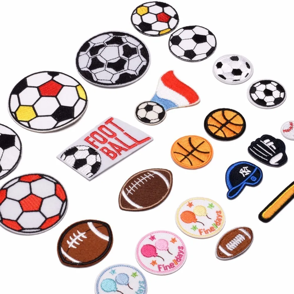 Mix Design Football Soccer Embroidered Patches Iron On Stickers Diy Sport Balls Appliques for Jeans Clothes Backpack Motif Badge