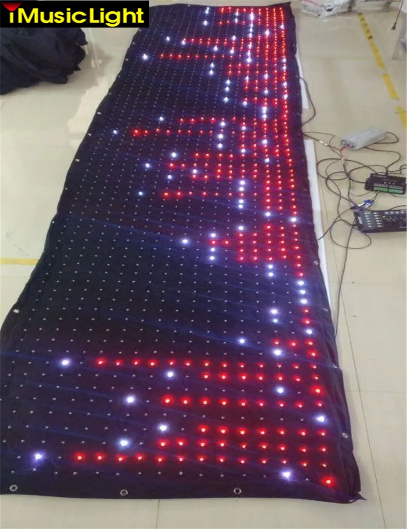 

2 Pcs P6 LED Video Curtain 17x34 Pixels LED Backdrop For Stage Club Bar Disco Party Event With 1 Controller and 1 Power Supply
