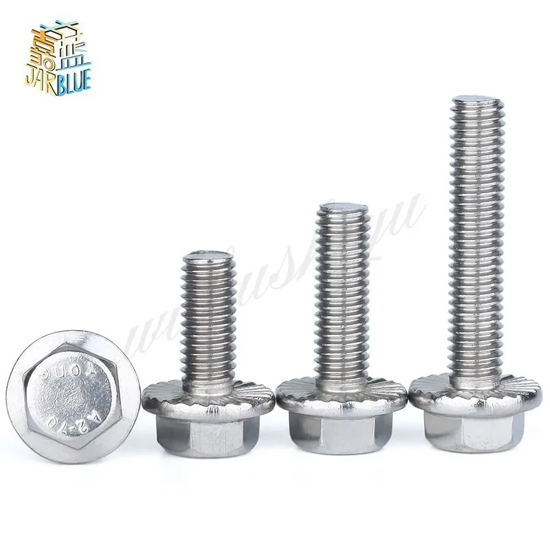 1/2/5pcs M6 M8 M10 M12 Hexagon Head Flange Bolts Stainless Steel Series Flange Bolt With Thicken Tooth Anti-slip Screw