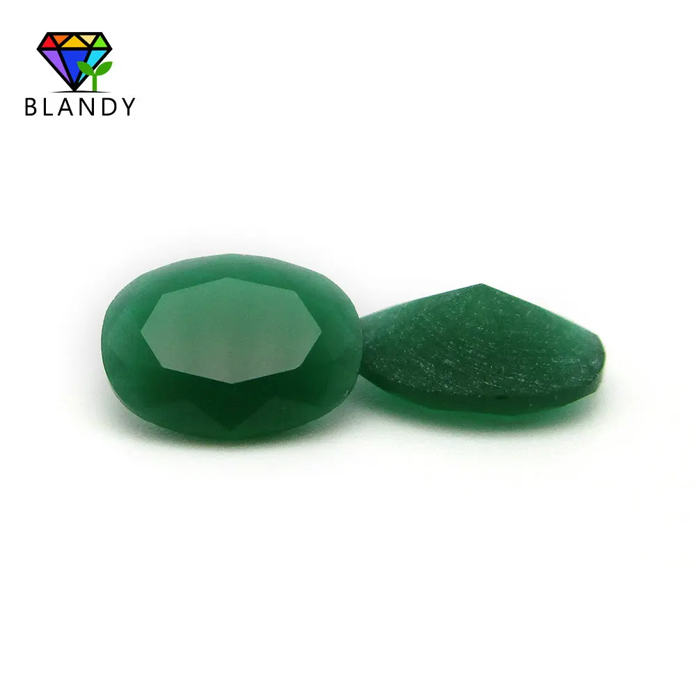 Wholesale Price 3x5~13x18mm Green Oval Cut Glass Gems Malay Jades Color Synthetic Glass Stone Beads For DIY Jewelry