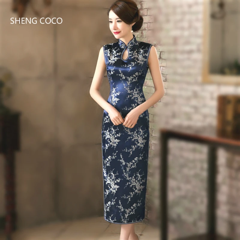 

SHENG COCO Chinese Dress Qipao Satin Robe Rouge XXXL Evening Cheongsam Dresses Sleeveless Traditional Vintage Pink Qipao Dress