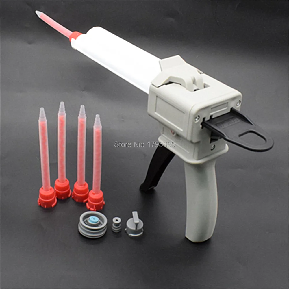 Pistola per colla epossidica AB 75ml pistola per calafataggio adesiva 1: 1 con ugello di miscelazione statico 5pc 1: 1 e cartuccia a doppio barilotto vuota da 75ml 1: 1
