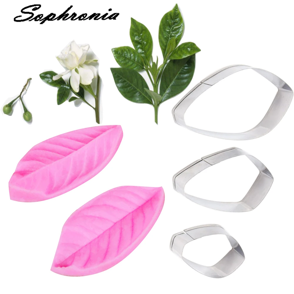 Gardenia Flower Petal Veiner &Cutter Silicone Mold Fondant Mould Cake Decorating Tools Chocolate Gumpaste,Sugarcraft Mold CS248