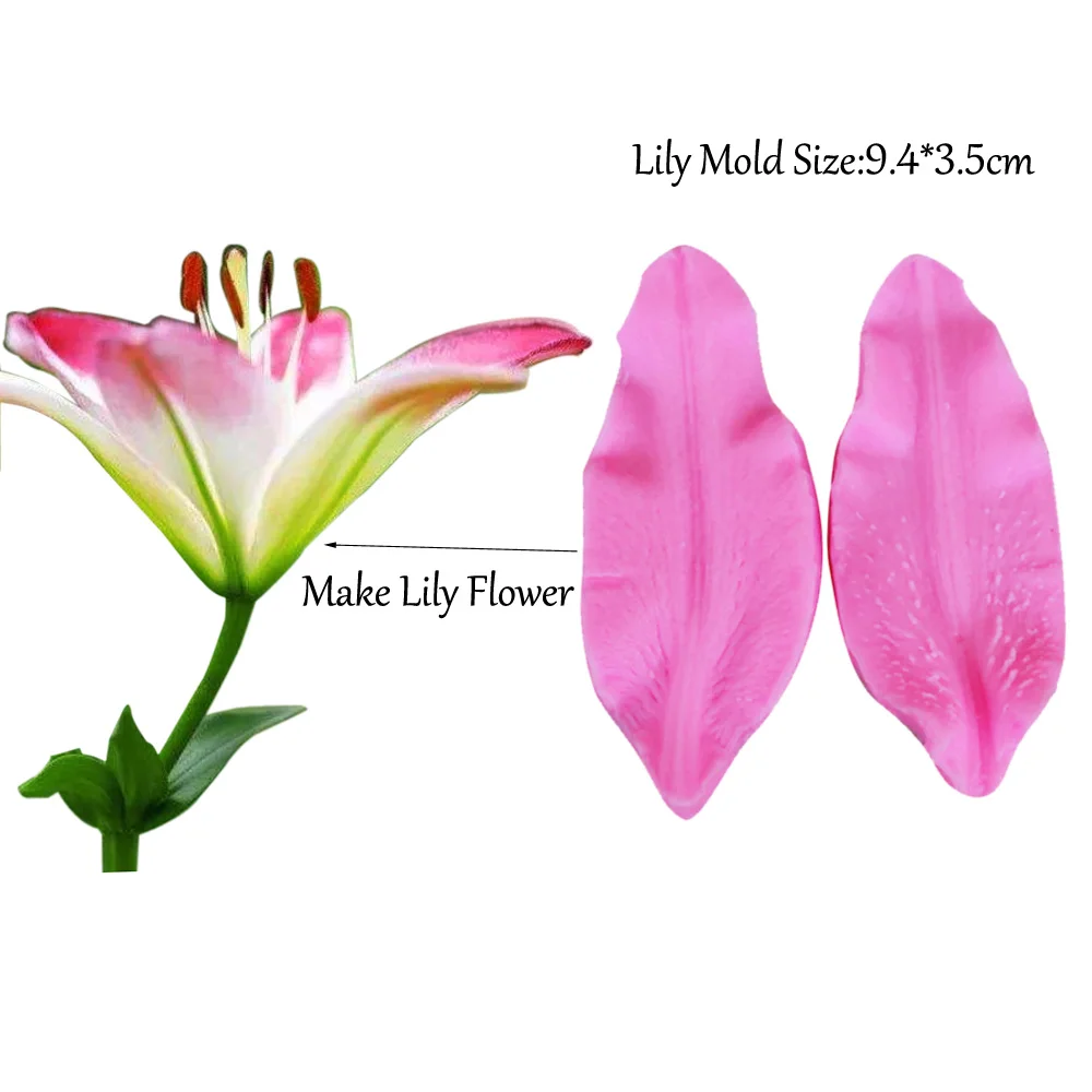 Flower Lily Petal Veiner Silicone Mold Fondant Cake Decorating Tools Chocolate Gumpaste,Sugarcraft Fondant Mold Clay Forms CS203