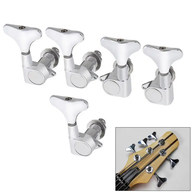 5 String Bass Tuner 2L+3R Chrome Guitar Sealed Tuning Pegs Machine Head Musical Instrument Accessorizes