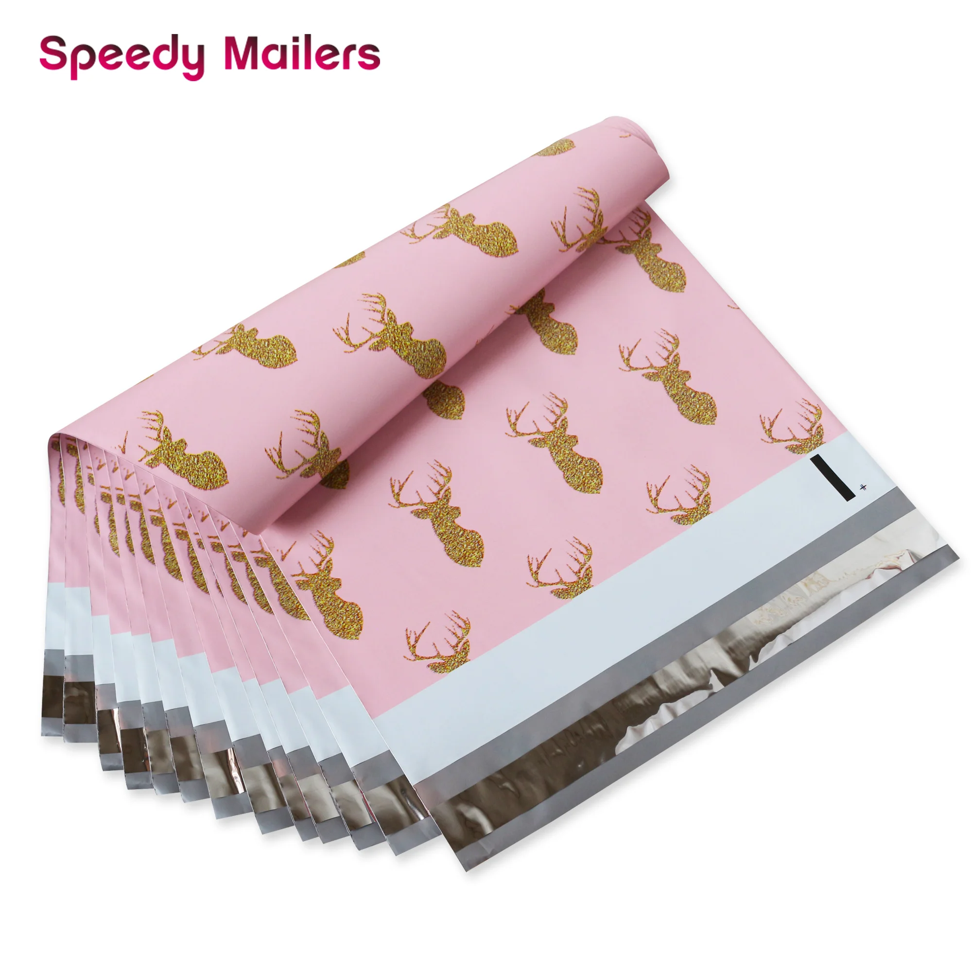 Speedy Mailers 100PCS 260x330mm 10x13/inch Printed Christmas Deer Pattern Poly Mailers Self Sealing Plastic Envelope Bags