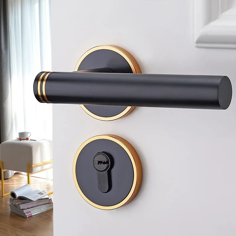 Bedroom Mute Lock New Chinese Style Wooden Doors Lock Northern Europe Continuous System Concise Doorknob Hand Door Lock Have