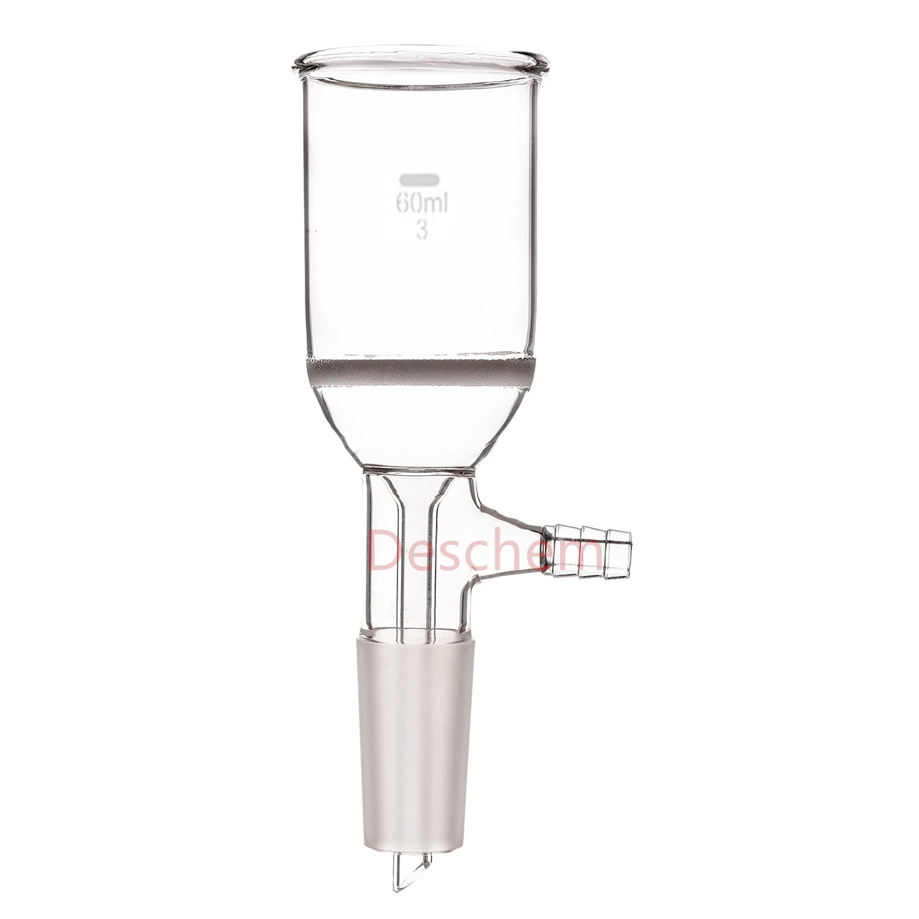 60ml,24/40,Glass Buchner Filter Funnel,3# Coarse filter,Vacuum Hose Connection