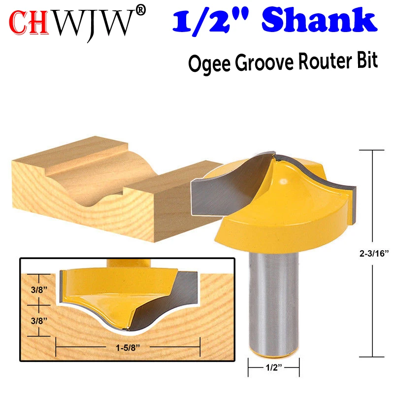 

1PC8MM 1/2" Shank 1-5/8" Ogee Groove Router Bit - CHWJW 14984