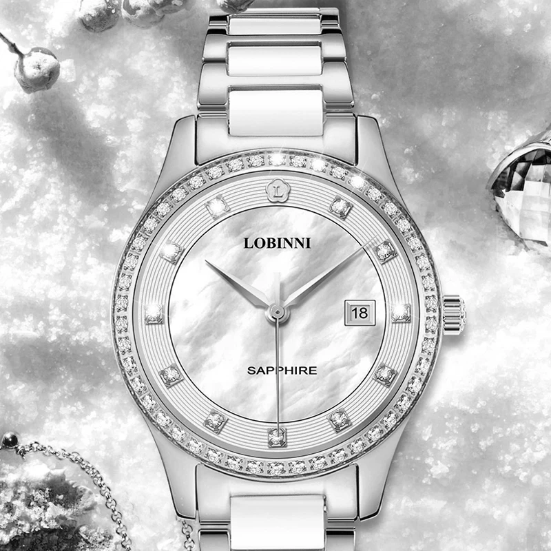 Switzerland Luxury Brand LOBINNI Japan Import Quartz Sapphire Women's Watch Fashion Diamond Waterproof Auto Date Clock L2005L