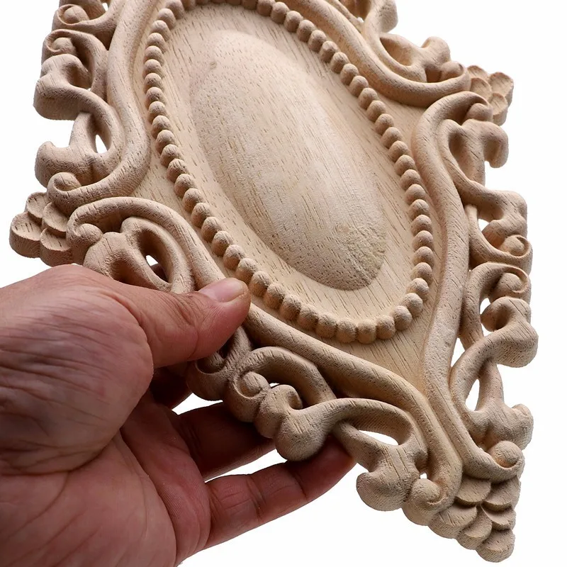 RUNBAZEF Holz Carving Applique Oval Dekorative Blume Garten Dekoration Tür Von Einrichtungs Europäischen Erleichterung Schrank Miniatur