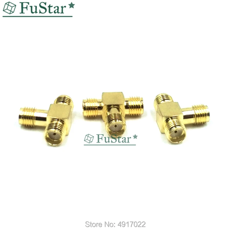 SMA Male Hole to Two SMA Female Hole Triple T RF Adapter Connector 3Way Splitter SMA-JKK SMA-KJK  Full Copper RF Radio Frequency