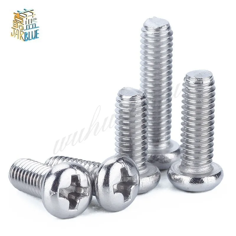 

50pcs 8#-32*L 304 Stainless Steel US UNC Pan Head Cross Screw Cross Groove Screw