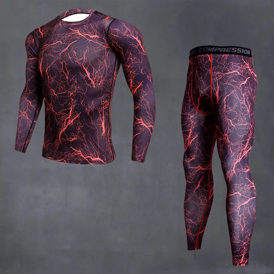 men\'s sportswear man running tights camouflage clothing rashgard male compression gym clothing running t-shirt MMA Clothing kit