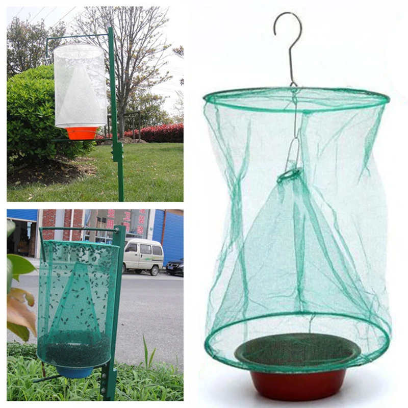 

Fly kill Pest Control Trap tools Reusable Hanging Fly Catcher Killer Flytrap Zapper Cage Net Trap Garden Supplies killer-flies