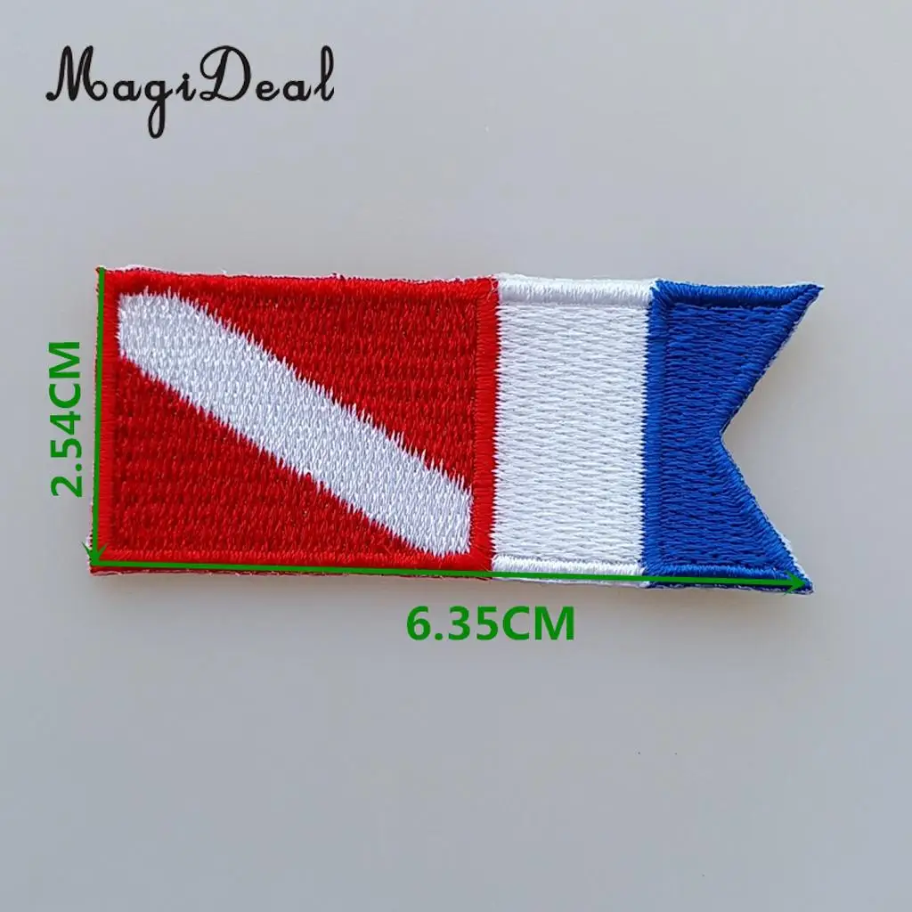 Dive Diver Down Flag Alpha Flag Patch Patches Backpack Badge Iron On Embroidered Applique Underwater Scuba Diving Souvenir