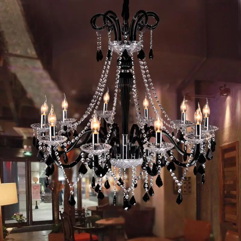 10 pcs antique Black crystal chandelier crystal light for bar cafe light project Kitchen led pendant crystal lamp Led lustres