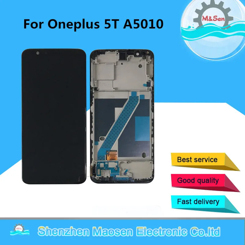 Original Supor Amoled M&Sen For Oneplus 5T A5010  LCD Screen Display+Touch Digitizer Frame For Oneplus 5 A5000 Display