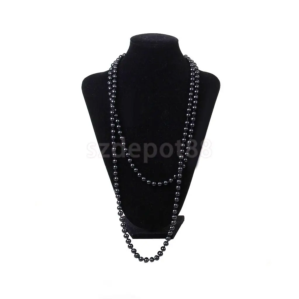 Black Cool Necklace Fashion Black Faux Pearl Long Sweater Chain Necklace