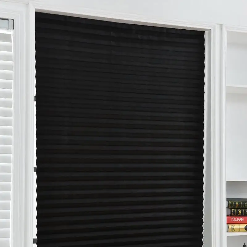 Self-Adhesive Pleated Blinds Half Blackout Windows Curtains for Kitchen Bathroom Balcony Shades For Coffee/Office Window