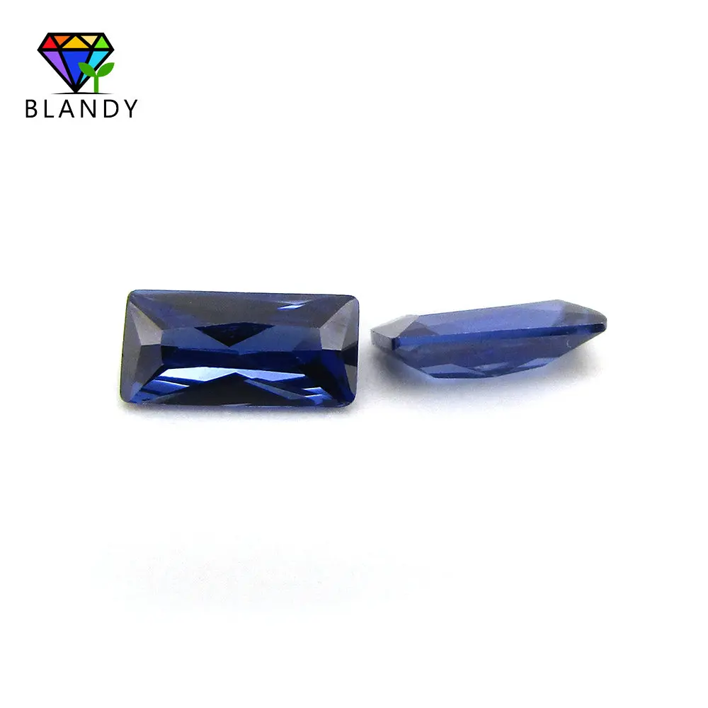 Hot Sale 2*4~9*11mm Rectangle Shape Sapphires Blue Cubic Zirconia Stone 5A Quality Borland CZ Stone Synthetic Gems For Jewelry