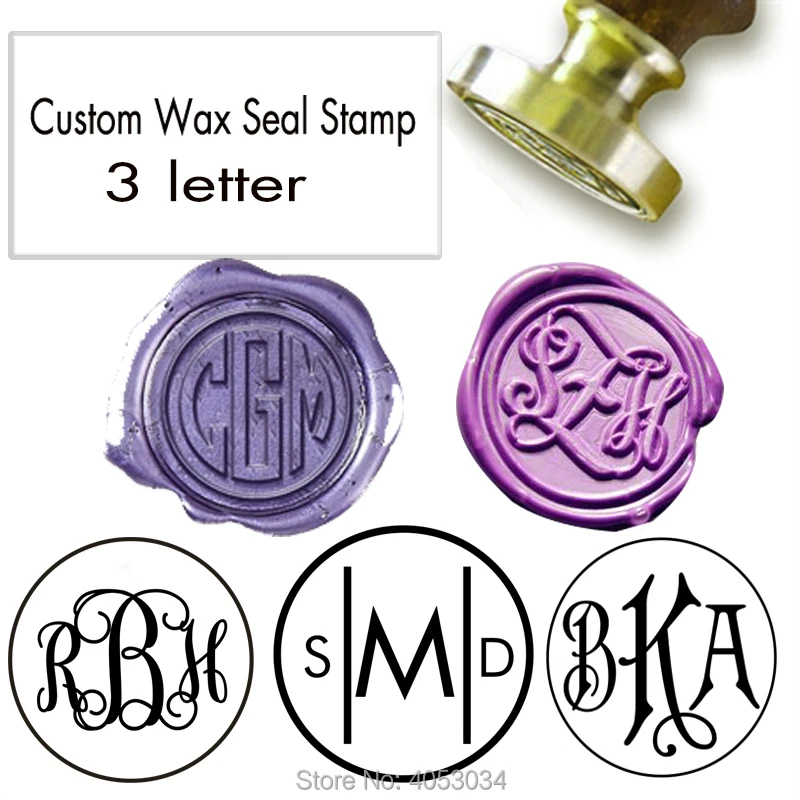 Custom 3 monogram letters Personalized wax seal stamp weding wax seal family party wax seal