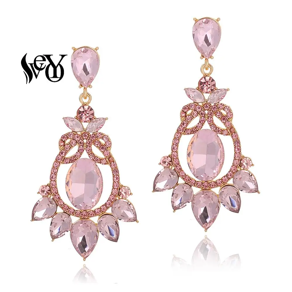 VEYO Elegant Luxury Crystal Drop Earrings for Women Round AAA Rhinestone Drop Earrings Fashion Jewelry New Arrival