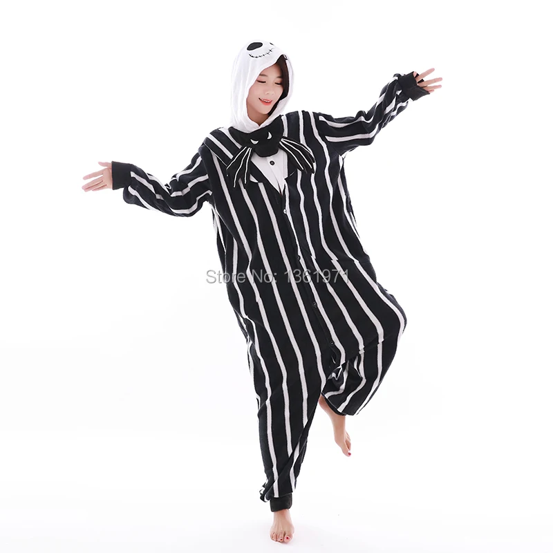 HKSNG الشتاء الكبار الهيكل العظمي نيسيي Kigurumi منامة الجمجمة الكرتون تأثيري الحيوان Homewear زي للحزب بذلة