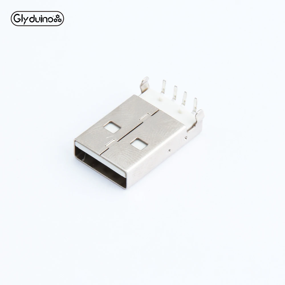 

Glyduino 10PCS White USB A male USB plug Connector Plate Inserted 90 Degrees Curved Needle plate