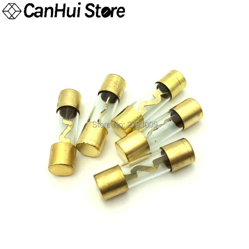 5Pcs 10*38MM Gold Plated Glass AGU Fuse Fuses Pack Car Audio Amp Amplifier 10A 15A 20A 25A 30A 40A 50A 60A 70A 80A 100A