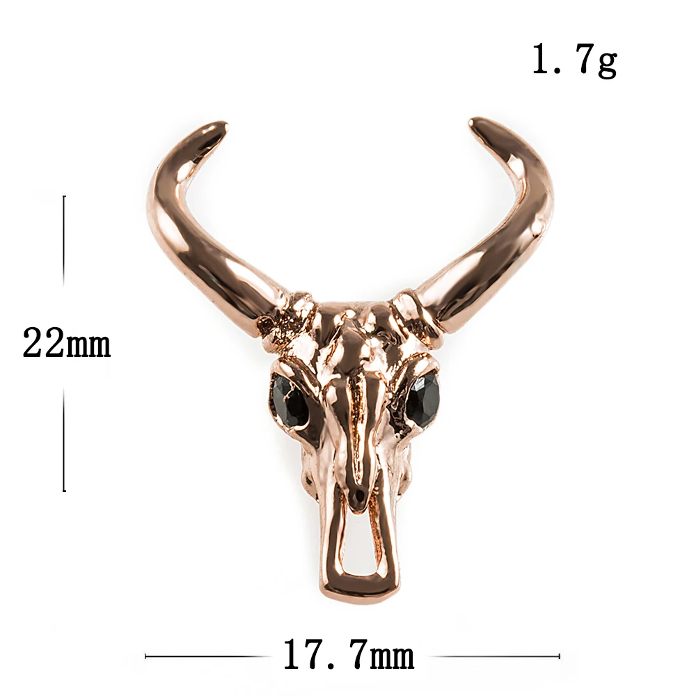 22*17mm Cow Head New High Quality Brass Cubic Zirconia Diy Men\'s Beads Bracelet Jewelry Making Accessories Connector Finding