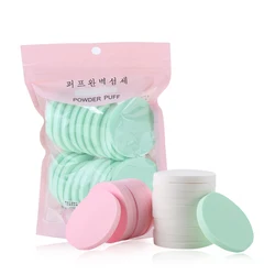 20pcs/pack Women Foundation Powder Smooth Sponge Puff Dry Wet Use Pro Makeup Facial Face Cleaning Pad Tools Round Shape