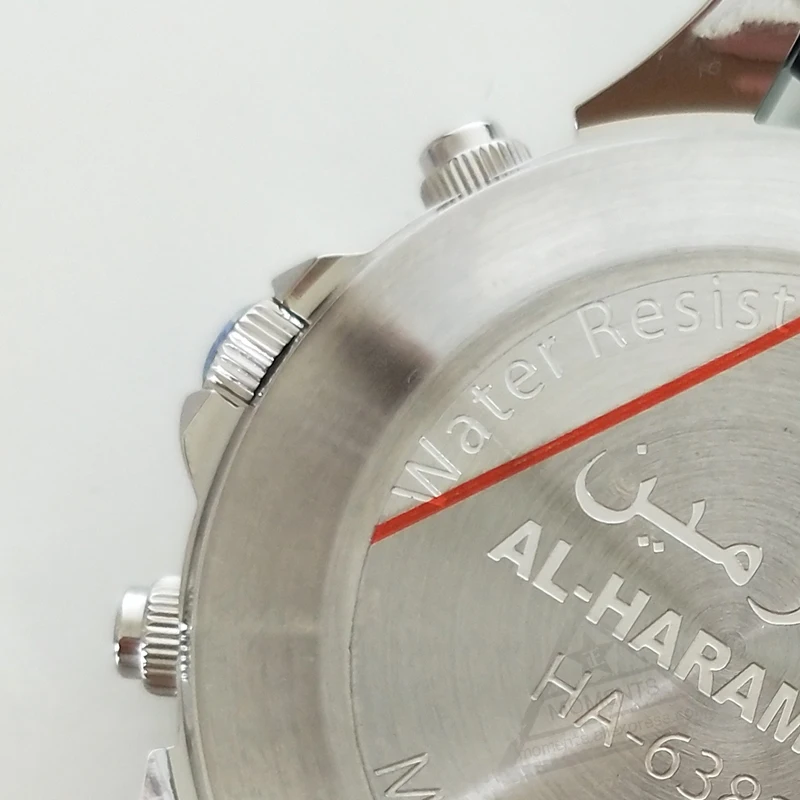 Muslim Lover Watch for Man and Woman with Qiblah Compass and World Prayer Reminder Japan Engine Stainless Steel