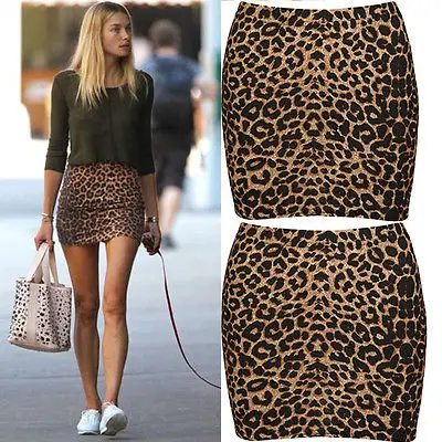 

Summer Womens Sexy Animal Leopard Print Pencil Ladies Bodycon mini-skirts