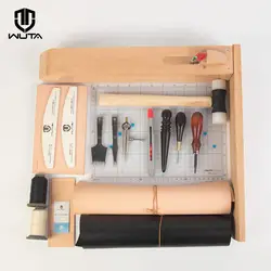 WUTA Functionary Durable Basic Leathercraft Tool Set DIY Hand Sewing Stitching Punching Cutting Tool Kit Leather Work Sewing Set