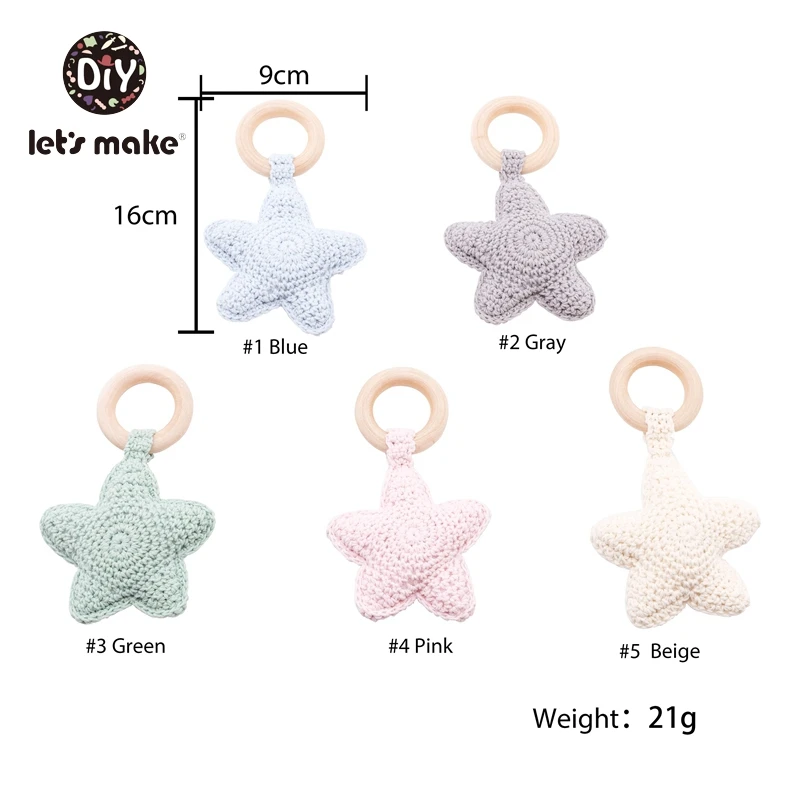 Laten We Baby Rammelaars Haak Star Amigurumi Baby Speelgoed Voor Storller 0-12 Maanden Kinderen Speelgoed Baby douche Gift Rammelaar 1Pc