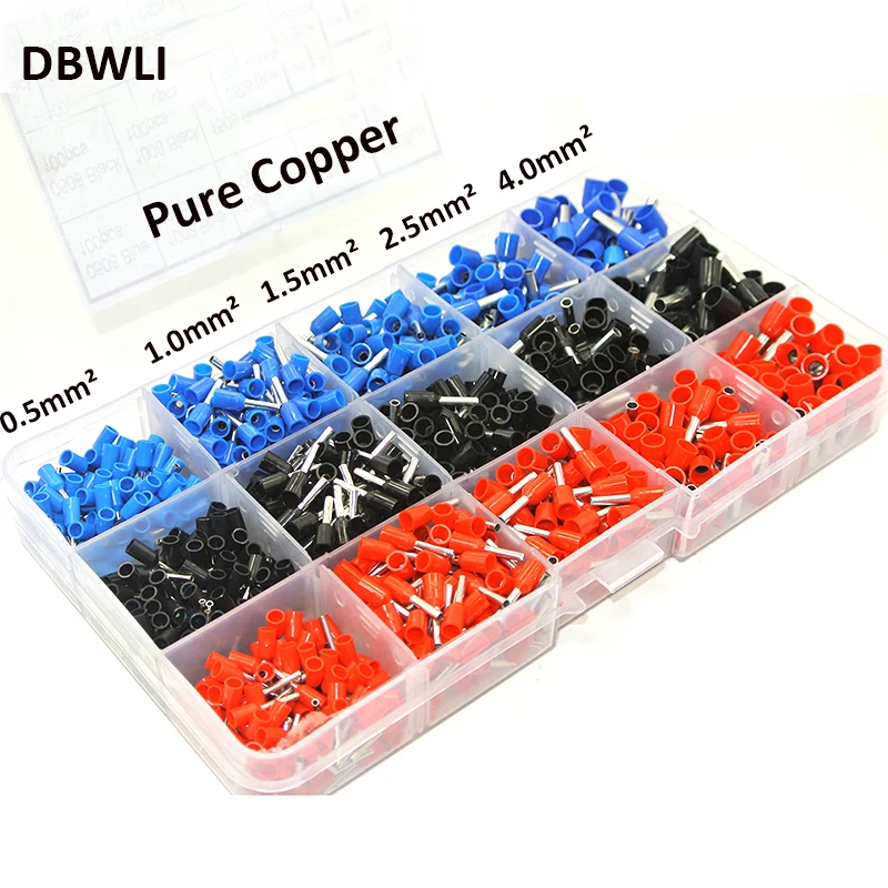 1065pcs/set 3 colors 22~12AWG Wire Copper Crimp Connector Insulated Cord Pin End Terminal Bootlace cooper Ferrules kit set