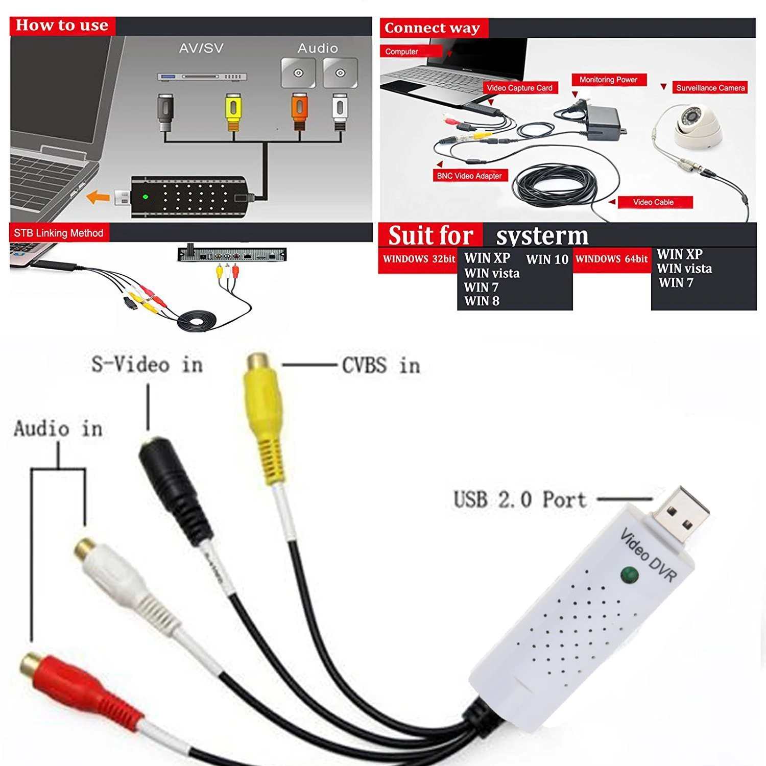 Hot USB Audio Video Capture Card hot sale for Easy to cap Adapter VHS To DVD Video Capture Converter For Win7/8/XP