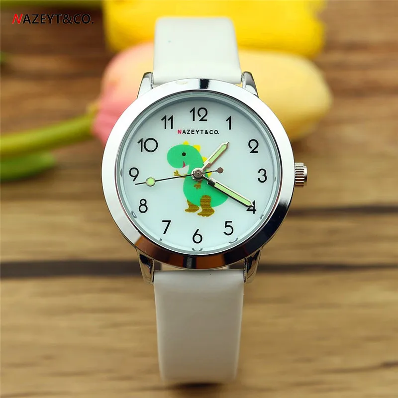 luxury brand NAZEYT new fashion kids watch luminous hands children leather watch dinosaur face little boys girls cartoon watch