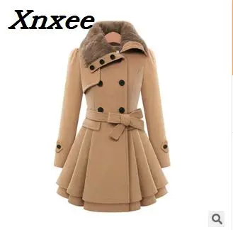 

Fur Collar Women Winter Wool Blend Coat Slim Wool Coat and Jacket Double Breasted Outerwear Xnxee