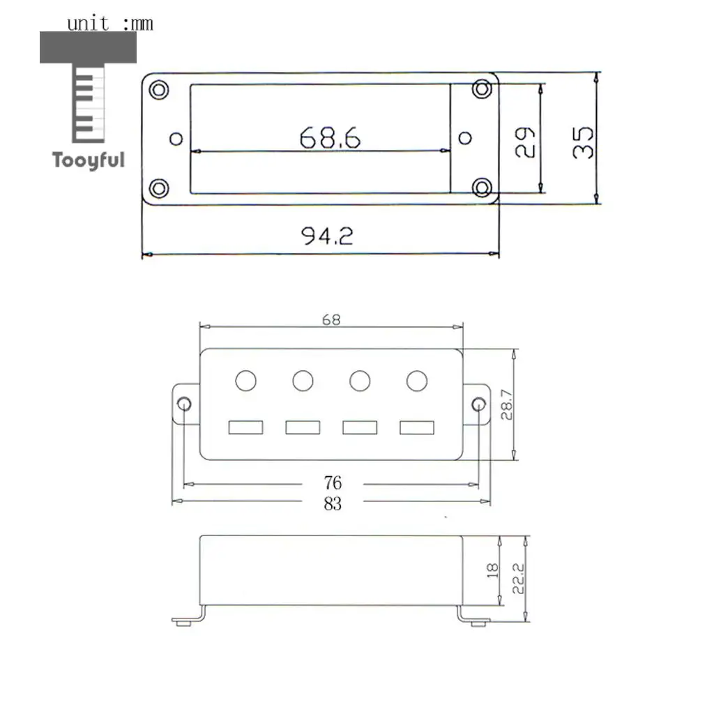 2pcs Plastic Electric Guitar Humbucker Pickups Bridge Neck Set with Black Frame for 4 String Electric Bass Pickups DIY Accessory