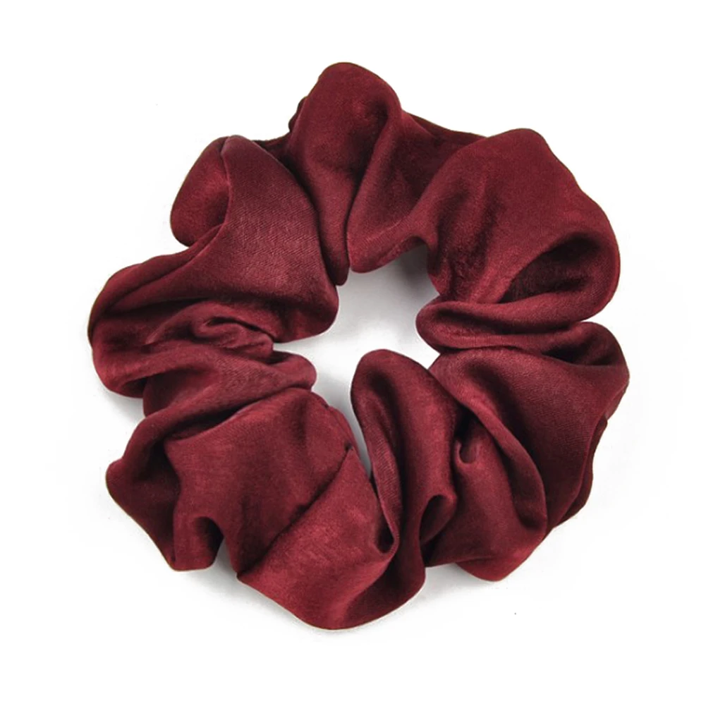 1PC Fashion Solid Color Satin Hair Rope Ties For Girls Women Elastic Hair Bands Scrunchie Sweet Hair Accessories Ponytail Holder