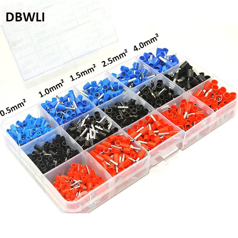 1065pcs/set 3 colors 22~12AWG Wire Copper Crimp Connector Insulated Cord Pin End Terminal Bootlace cooper Ferrules kit set