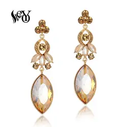 VEYO Horse eye Luxury Crystal Drop Earrings Fashion Jewelry Elegant Long Earrings for Women