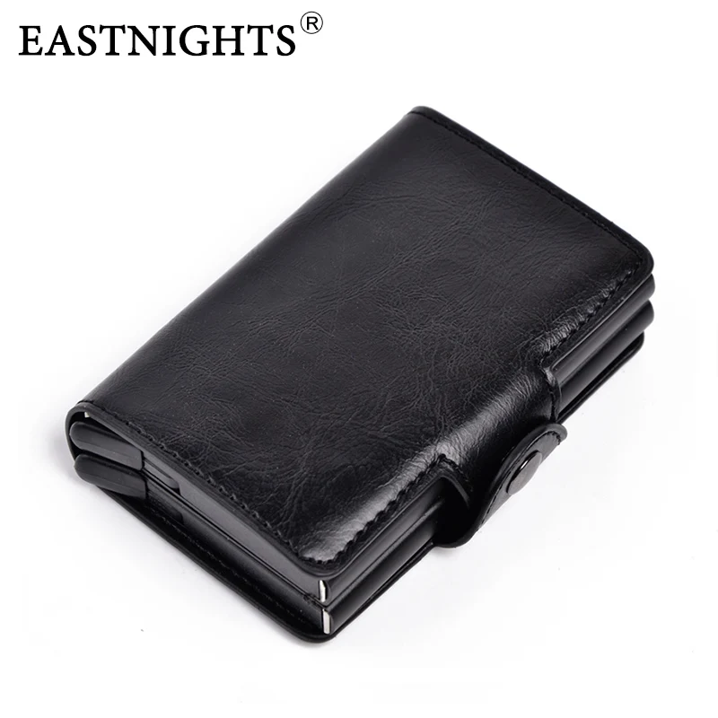 

EASTNIGHTS Card Holder Wallet Men Pu Leather Business Card Case Women Short Metal Rfid Wallet for Credit Cards TWB031-1