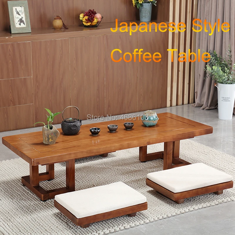 2023 Japanese Tatami Tea Table Solid Wooden Table Balcony Floating Window Zen Low Stool Basse De Salon