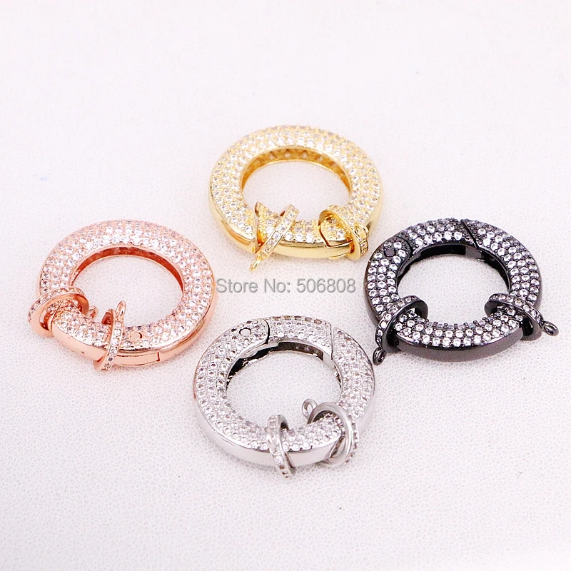 5PCS ZYZ321-8150 Circle Clasp Buckle Interlock Micro paved , CZ Micro Pave Interlocking Clasp Fastener for Jewelry Findings