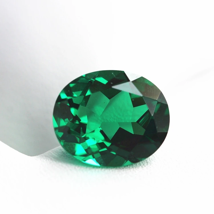 HOT oval shape facet brilliant lustre created emerald gemstone stable vitreous faceted gemstones beads jewelry DIY beads