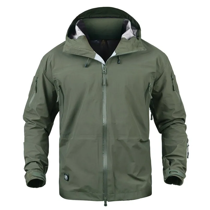 Man Outdoor Hoodie Hard Shell Hiking Camping Jackets Militar Tactical Sports Coat Multi-pocket Rip-stop Windbreaker Jackets